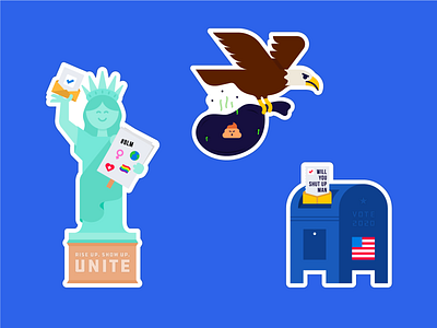 Election 2020 Stickers! ballot biden design dump trump eagle election election 2020 illustration mail in ballot mailbox rise up statue of liberty stickers vote