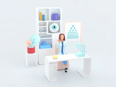 Healthcare series: Ophthalmologist 3D 3d analyzing clinic diagnostic doctor health illustration medicine render science