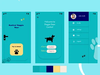DoggieDoor app art design flat graphic design icon minimal minimalistic prototype ui ux