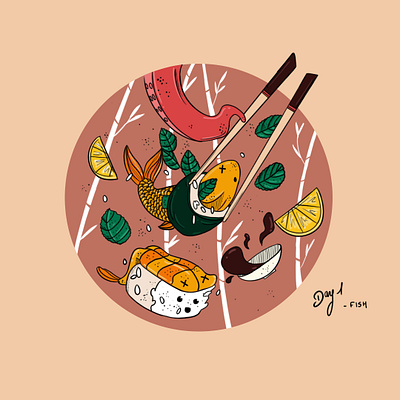 Inktober DAY 1 : Fish 1 day fish illustration inktober inktober2020 japan photoshop sushi
