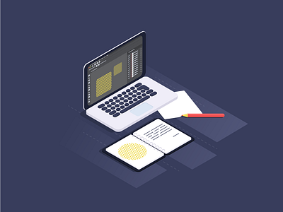 workspace 💻 computer design dribbble illustration isometric laptop macbook ui uidesign vector work workspace