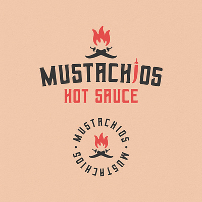 Mr. Mustachios Branding (Unused Concept), 2022 badge brand identity branding design fire flame hot hot sauce illustration logo mustache pepper sauce
