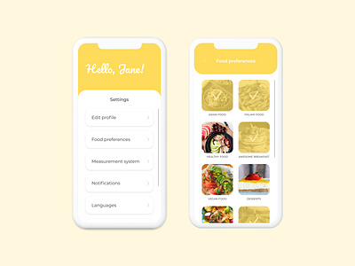 Daily UI #007 - Settings app dailyui dailyuichallenge design figma food food app minimal mobile design recipe recipes recipes app setting ui ux