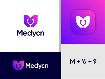 MEDCYN branding design designlogo feminine logo logotype medical app medical care medical logo modern simple simplemakeitperfect