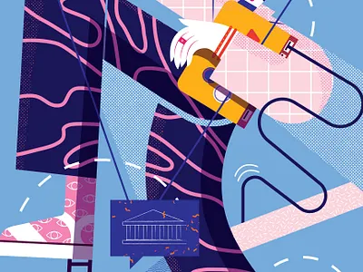 Chut ! blue character illustrator pattern texture vector