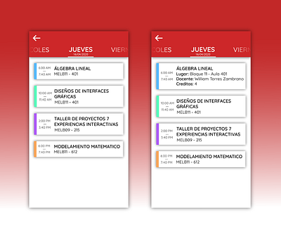 Horario de clases design ui ux