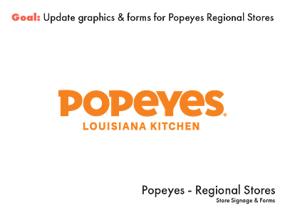 Popeyes - Regional Store Graphics banners branding business cards design graphic design illustration large format logo popeyes post cards small format vector