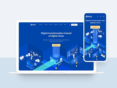 FROX Website illustrations ai animation blue corporate design desktop digital illustration isometric it landingpage mac mobile sartup tablet ui uiux ux vector website