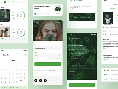 Mobile app / UI components - PlantMe calendar calendar app calendar ui components eco ecology green ios app design iosapp plant product product design productdesign profile register form registration ui components uikit uxdesign uxui