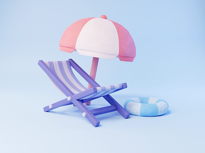 Beach vacation 3d illustration