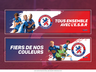 Banderoles pour l'ESBR, Coupe de France de Football banderole banner branding design flat football football club illustration illustrator sports design typogaphy