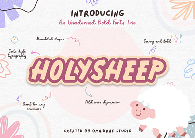 Holysheep | An Unadorned Bold Fonts Trio anagram bloated fonts branding design flat free fonts icon illustration logo logo design new fonts puffy fonts typography ui vector