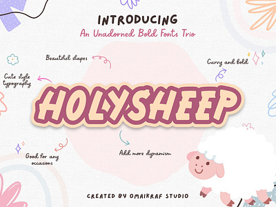 Holysheep | An Unadorned Bold Fonts Trio anagram bloated fonts branding design flat free fonts icon illustration logo logo design new fonts puffy fonts typography ui vector