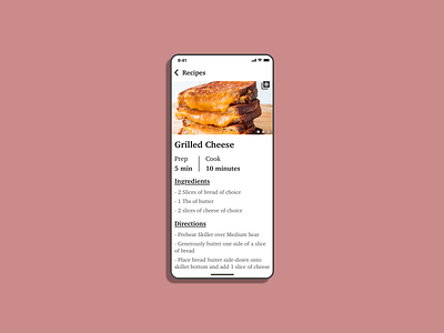 DailyUI-040 Recipe adobexd dailyui dailyui 040 dailyuichallenge design practice recipe recipe app typography ui