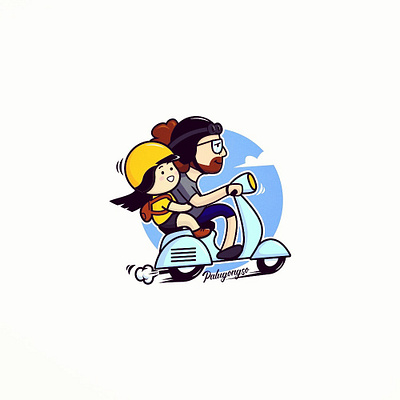 riding scooter cartoon illustration cute illustration riding scooters sticker design vector vector illustration