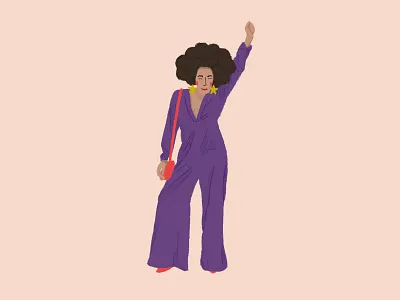 Afro, Stars, Purple afro color color palette disco earrings illustration jumpsuit procreate procreate app procreate art purple purse retro stars texture