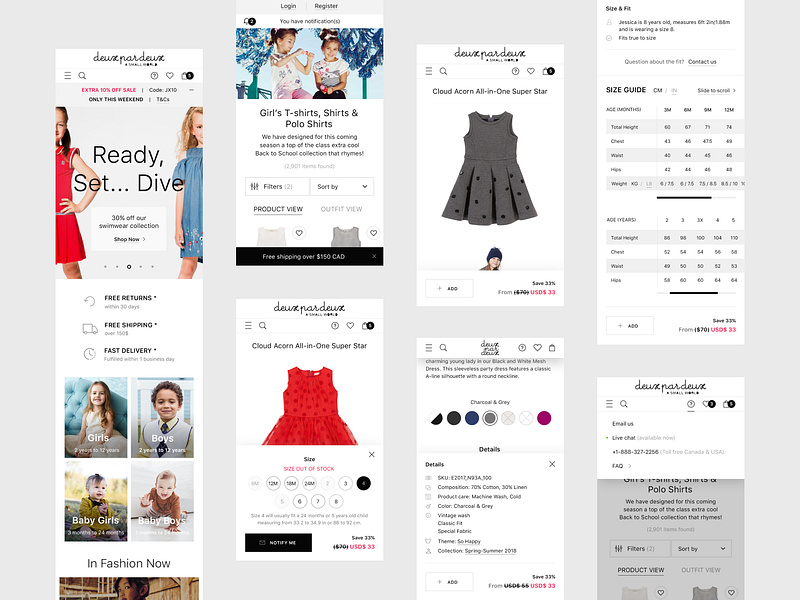 Design mobile pages for Deuxpardeux store asmallworld babyclothes babygirls boys children clothes girls kid kids minimal mobile mobileappdesign product responsive shop store ui web webdesign website