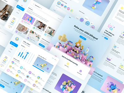 Kids education service interface 3d illustration app app design cinema4d dashboad illustration ui ui design ux webdesign