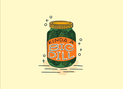 BIG dill design illustration jar lettering pickle procreate pun type veggies