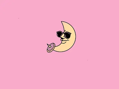 Sweet Moonlighting Gig bakery cool donut dude moon moonlight pasty pink
