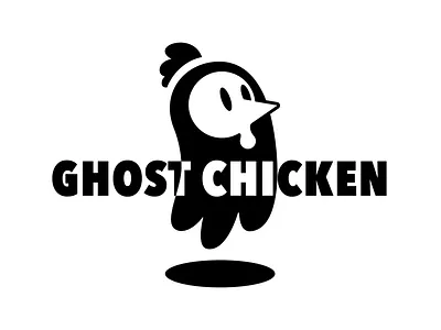 Ghost Chicken bird black and white dead food ghost kitchen halloween ink restaurant shadow stamp wings