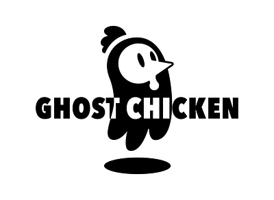 Ghost Chicken bird black and white dead food ghost kitchen halloween ink restaurant shadow stamp wings