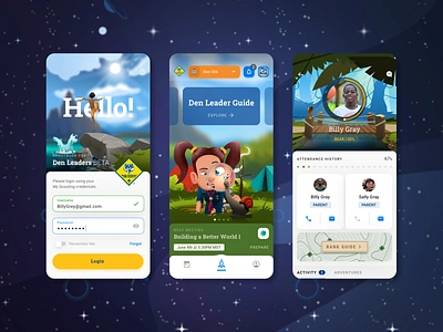 Cub Scouts Mobile App character design illustration mobile ui ux