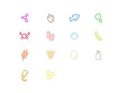 Allergens icons #1 allergen allergies allergy colourful design design icons icon illustration ui vector vector illustration