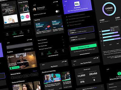 Skillshare App Redesign - Dark Mode app design dark mode ios app design iterations minimal product design redesigned skillshare uiux uxdesign