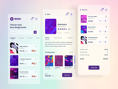 Booki - Book App Store app app concept application book app bookdown books clean dailyui design illustration interface library minimal mobile app reading store store app ui ui ux ui design