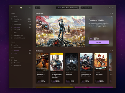 GOG GALAXY STORE desktop desktop app desktop design ecommerce ecommerce design ecommerce shop games gamestore gog gogcom goggalaxy goggalaxystore showoff store ui ui design ux ux design