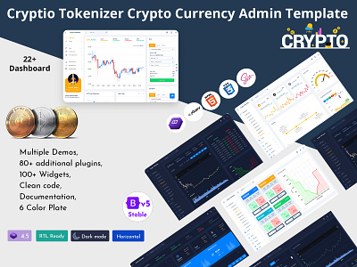 Cryptio Tokenizer Crypto Currency Admin Template admin dashboard admin template admin template dashboard bitcoin cards crypto cards crypto dashboard cryptocurrency ethereum graphic design product dashboard product design software dashboard tokenize ui dashboard ui design ui template ui ux wallet