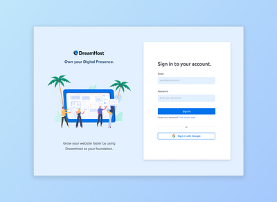 DreamHost Dashboard Login Page login page