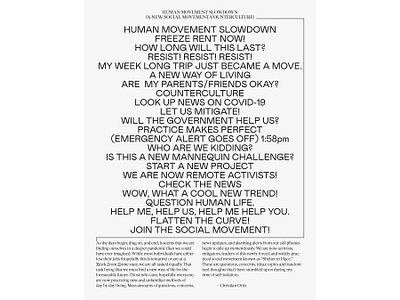 Human Movement Slowdown editorial graphic design print risograph