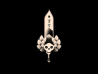 Vectober 5 - Blade 2d black black white blade design flat illustration game hades illustration illustrator inktober light shadow skeleton skull sword texture vectober