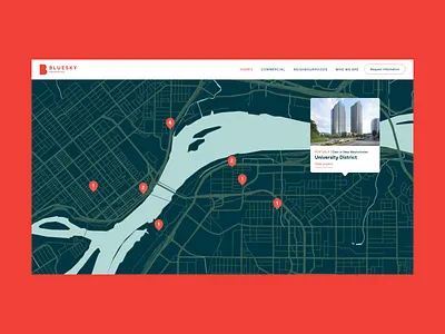 Bluesky Properties Homes architecture branding colorful design desktop digital green homepage interface map orange plp real estate sidlee transition ui ui design ux web