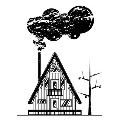 Wisp architecture black and white building chimney home house scandi smoke tree vector windows wisp wooden