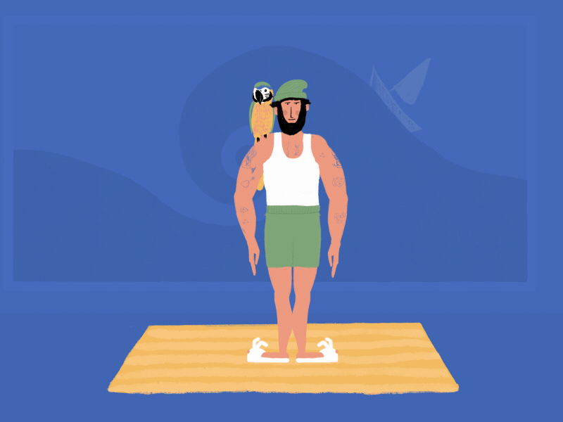 Staying Home Sailor 2d animation after effects animation character characterdesign exercise homeexercise illustration mograph motion design motion graphics parrot procreate sailor staying home