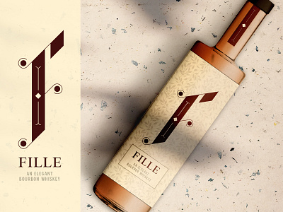 Fille - An Elegant Bourbon Whiskey bottle bourbon drop cap dropcap label mockup packaging whiskey