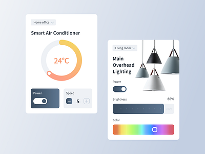 Home Monitoring Dashboard | Daily UI | 021 ac brightness card color conditioner control dailyui dashboard home lamp lights managment smart conditioner smart home temperature ui user interface