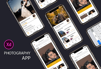 Photograpy App adobe xd animate app artist booking event graduate illustration interactive location app party photo photograhy photographer time ui ux ux design uxui