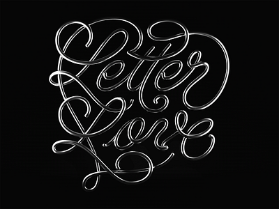 Letter Love 3D 3d lettering 3d type 3d typography cinema 4d custom lettering custom type design dimensional type fancy flourish handlettering letter love lettering lettering artist metallic monoline render script type typography