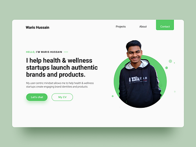 Waris Hussain Website Redesign clean design green minimal portfolio portfolio design portfolio site portfolio website ui ux web web design web designer webdesign website website design white