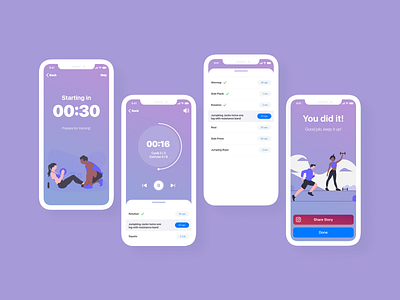 Workout Timer App Design For iOS app design figma ios mobile mobile ui mobile uiux timer ui uiux ux workout app workout timer