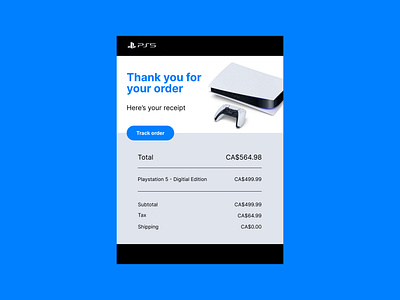 017 Email Receipt 017 dailyui email ps5 receipt