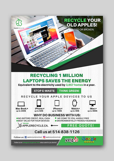 This is Old Apple Recycle company Flyer apple design banner design branding design flyer design poster design recycle