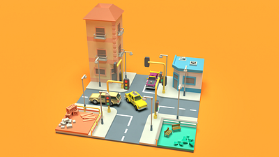 Asset Forge Daily build: Juntion 3d art asset forge blender3d city illustration junction low poly render