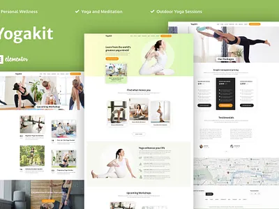 Yogakit - Yoga & Meditation Elementor Template Kit elementor elementor templates fitness health meditation responsive spa template kits templates web design wellness wordpress yoga yoga studio