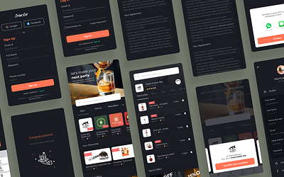 DrinkEat app 🍾 app clean design drink food food app illustration minimal ui ui design inspiration uidesign ux