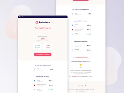 Communication Design for Pocketbook budget app communication design email template finance app keynote design newsletter newsletter design personalised finance app presentation design social media deisgn weekly review email